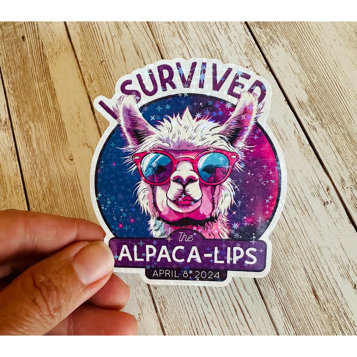 I Survived the Alpaca Lips | Funny Vinyl Sticker with Holographic Option