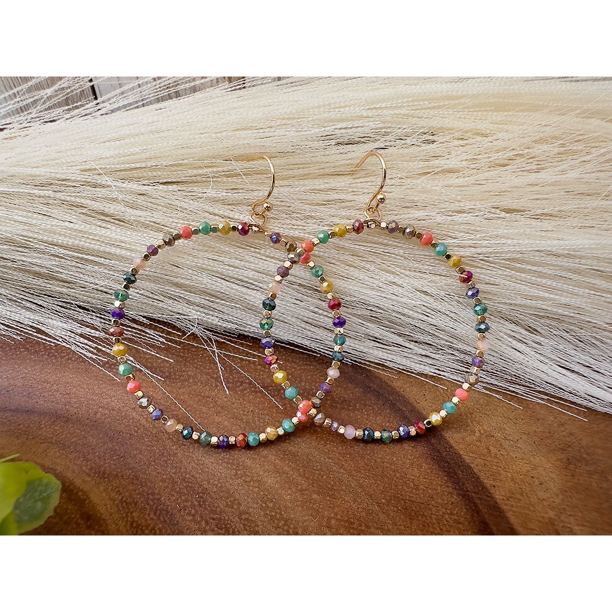 Colorful Beaded Hoop Earrings