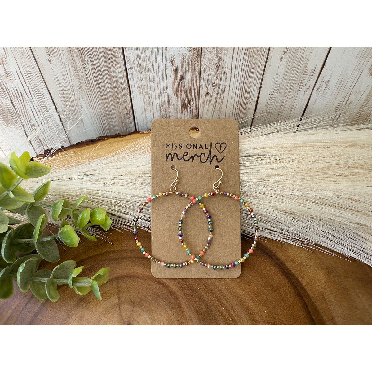 Colorful Beaded Hoop Earrings
