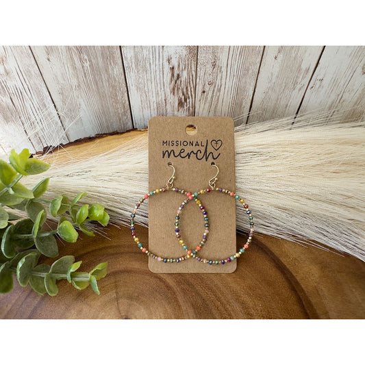 Colorful Beaded Hoop Earrings
