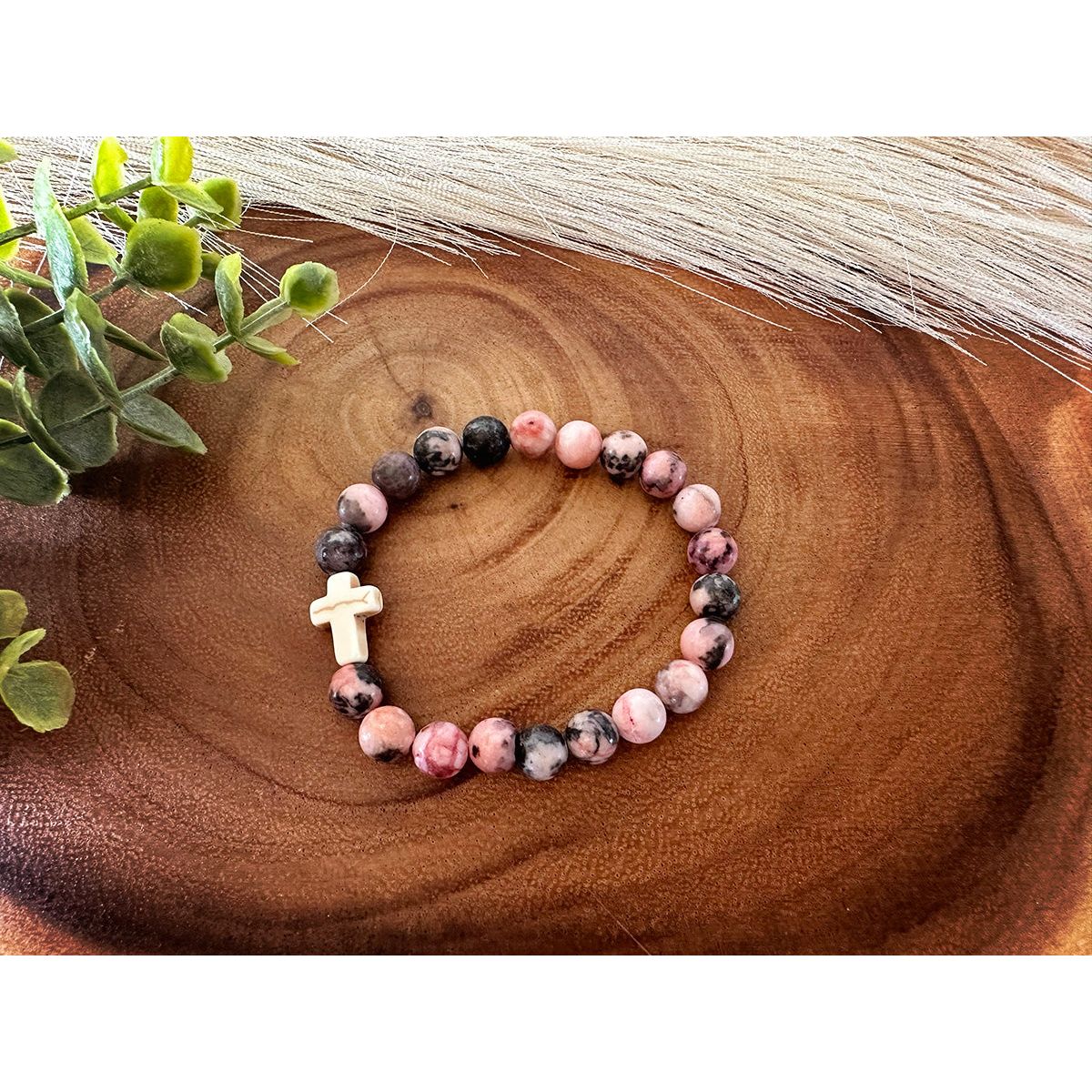 Cross Bracelet with Natural Stones | Many Color Options!