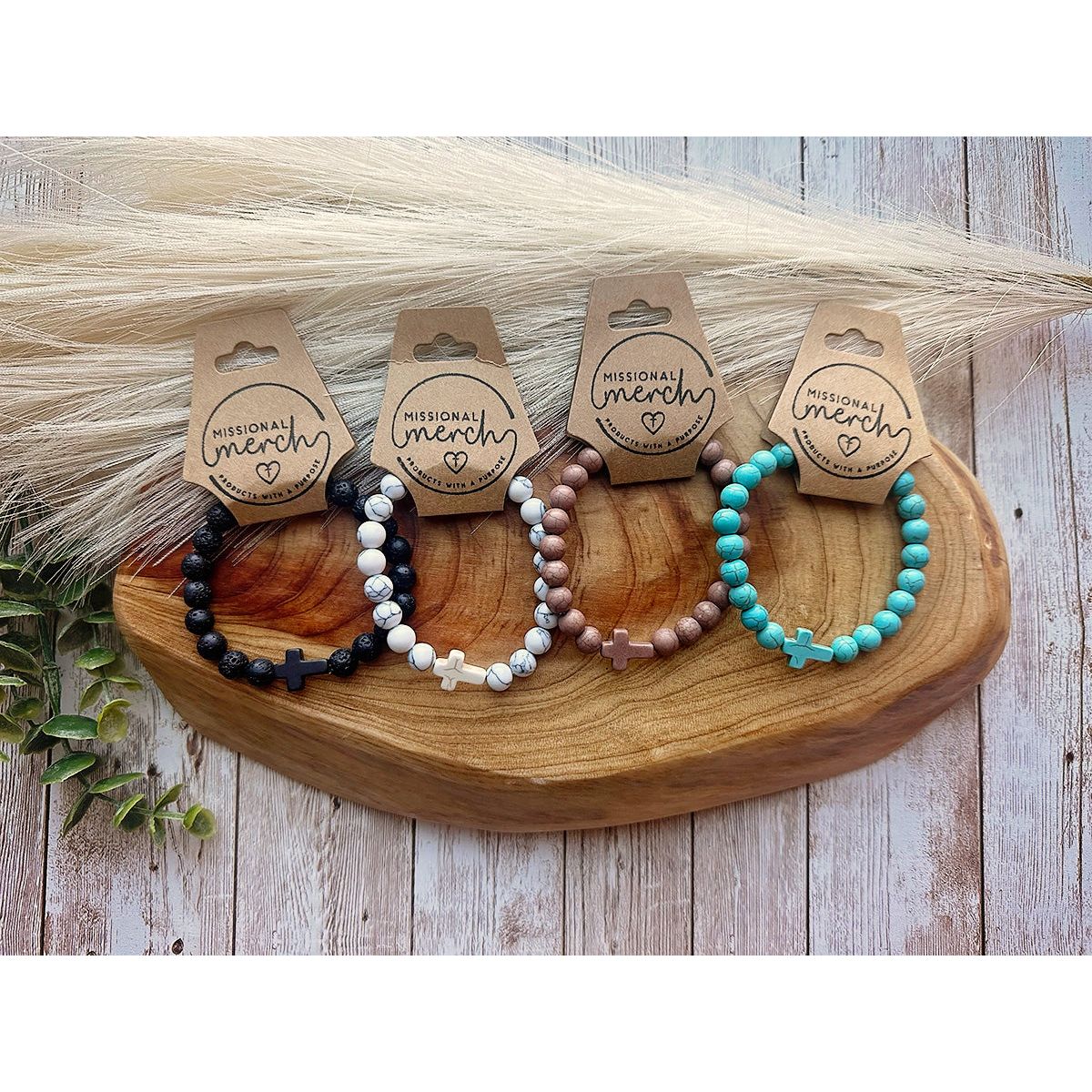 Cross Bracelet with Natural Stones | Many Color Options!