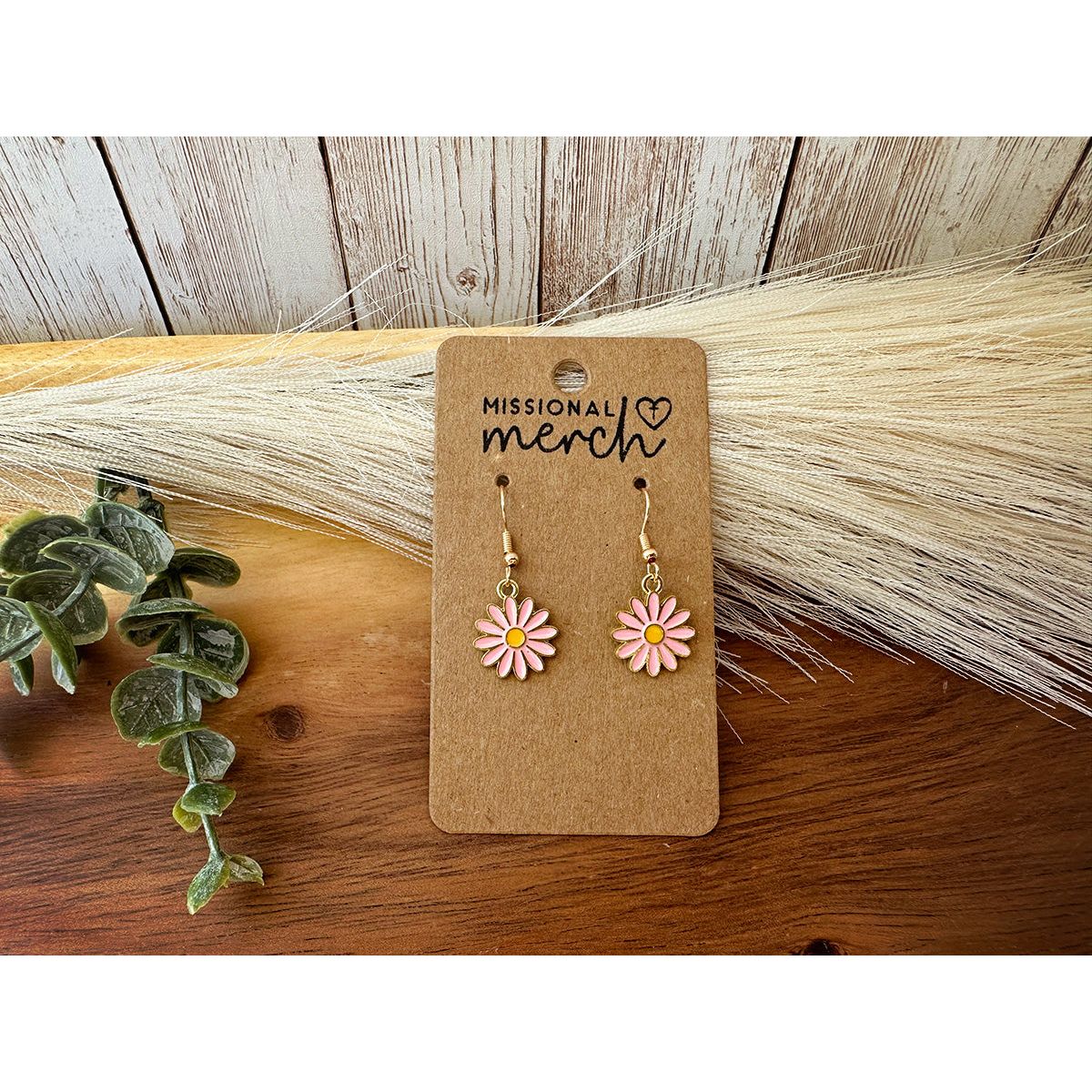 Enamel and Gold Daisy Earrings