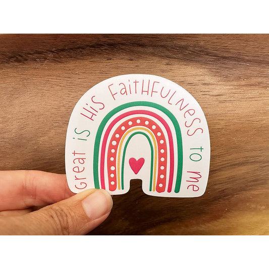 Great Is His Faithfulness Boho Rainbow | Vinyl Christian Sticker