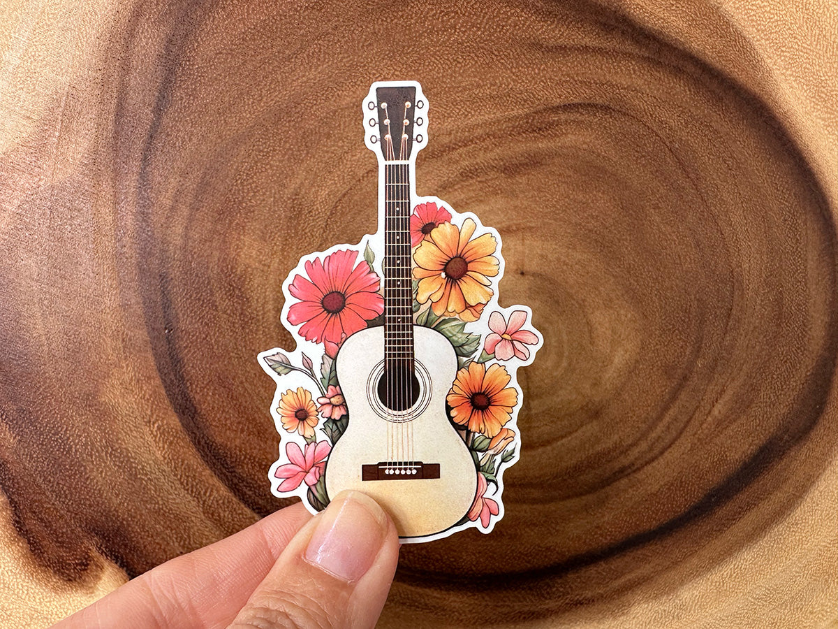 Guitar with Flowers | Pretty Vinyl Sticker