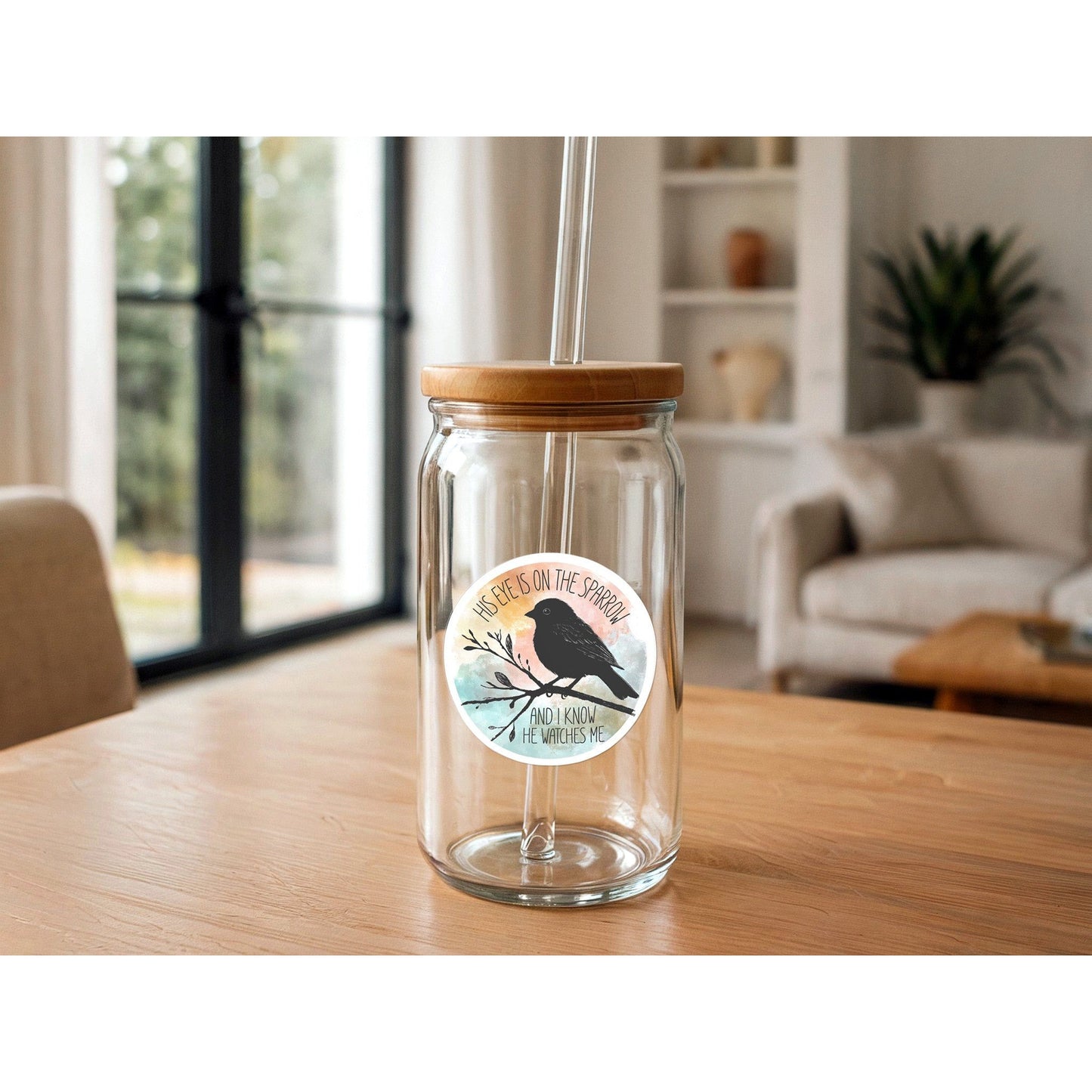 His Eye Is On The Sparrow | Christian Hymn Sticker