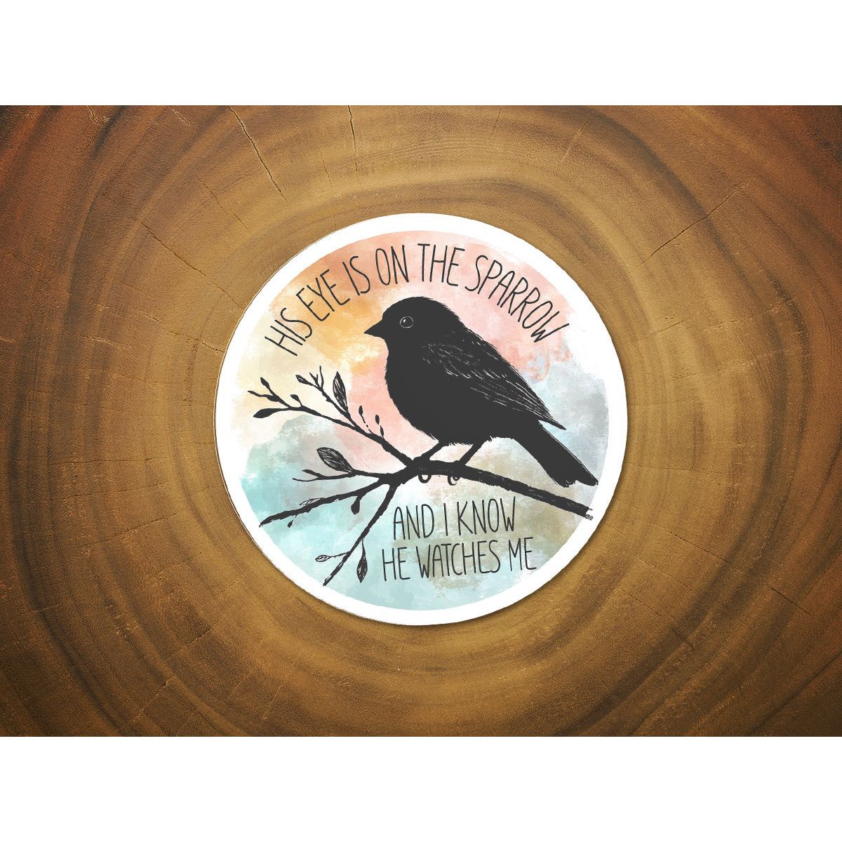 His Eye Is On The Sparrow | Christian Hymn Sticker