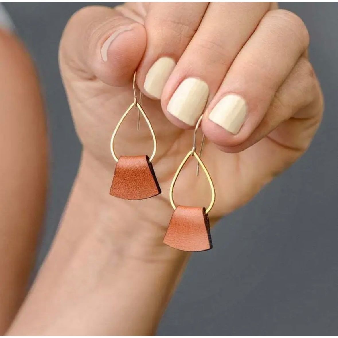 Handmade Leather Teardrop Earrings
