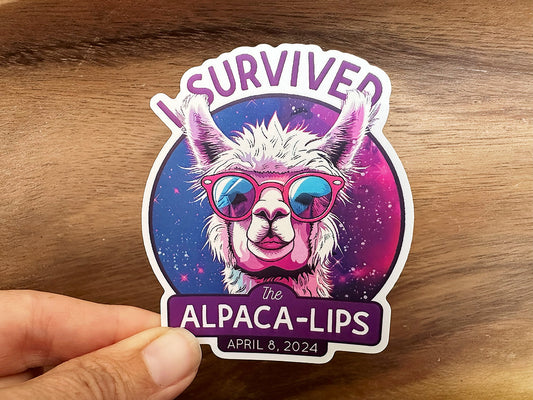 I Survived the Alpaca Lips | Funny Vinyl Sticker with Holographic Option