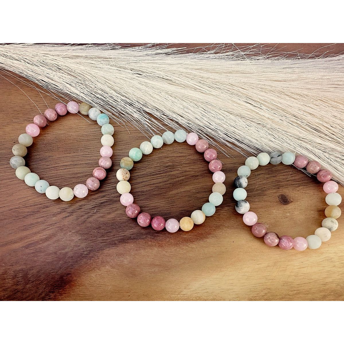 Handmade Natural Stone Bracelet | Rose Quartz and Rhodonite
