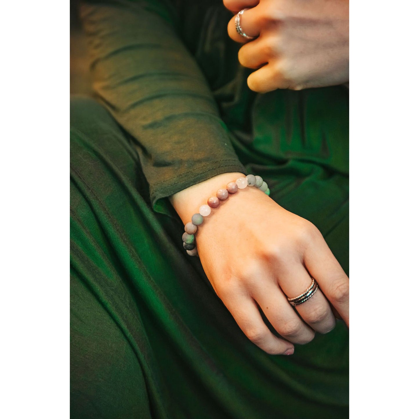 Handmade Natural Stone Bracelet | Rose Quartz and Rhodonite