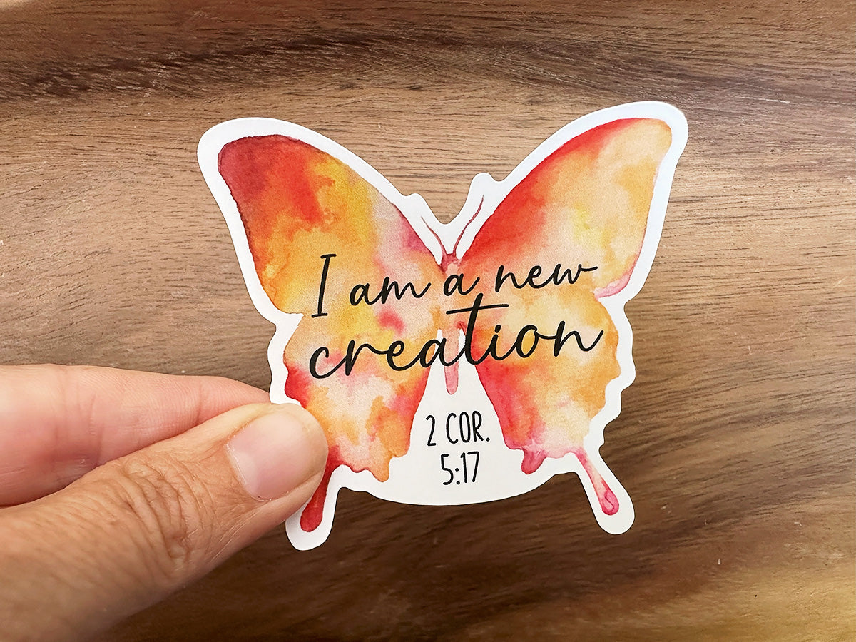I Am a New Creation Butterfly | Vinyl Christian Sticker