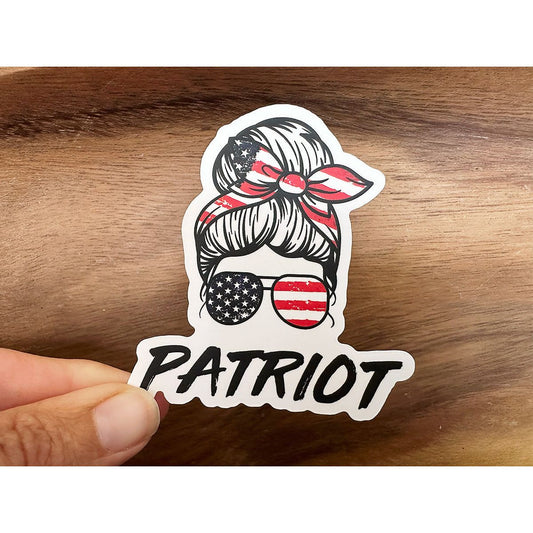 Patriot Messy Bun Sticker | Patriotic Sticker | America