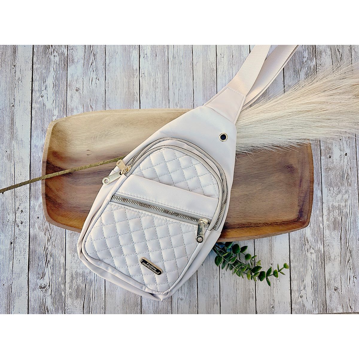 Lightweight Crossbody Bag with Gold Accents for Women | Black or Ivory
