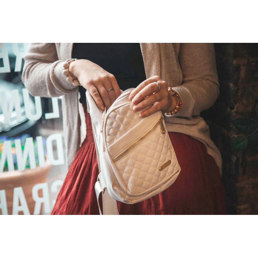 Lightweight Crossbody Bag with Gold Accents for Women | Black or Ivory