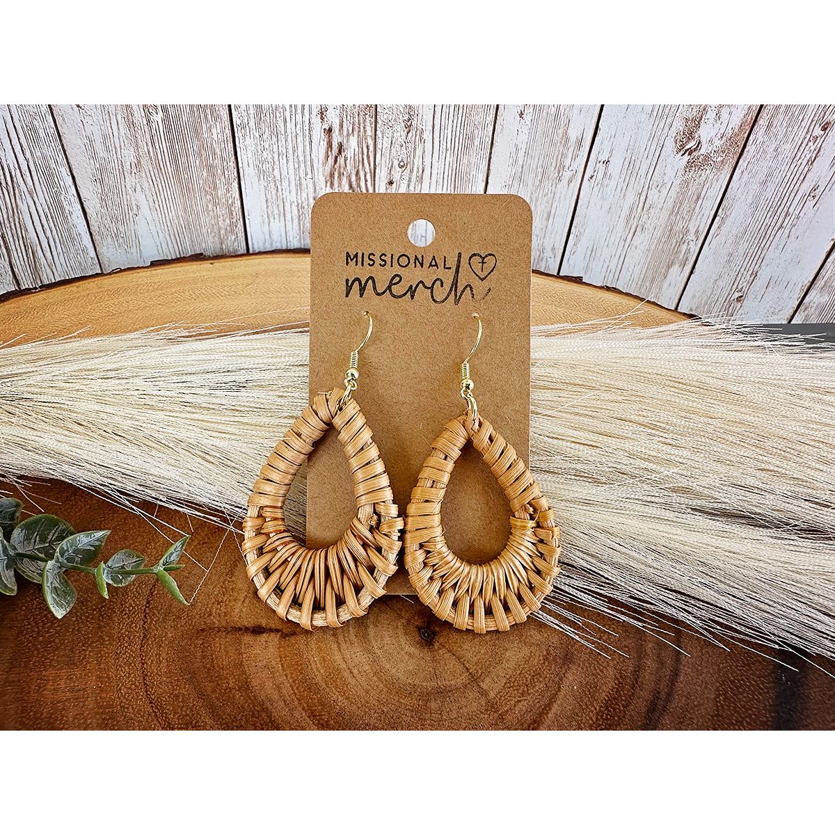 Woven Rattan Earrings | Earthy and Natural