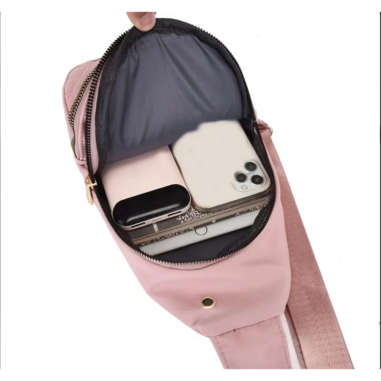 Lightweight Crossbody Bag with Gold Accents for Women | Black or Ivory