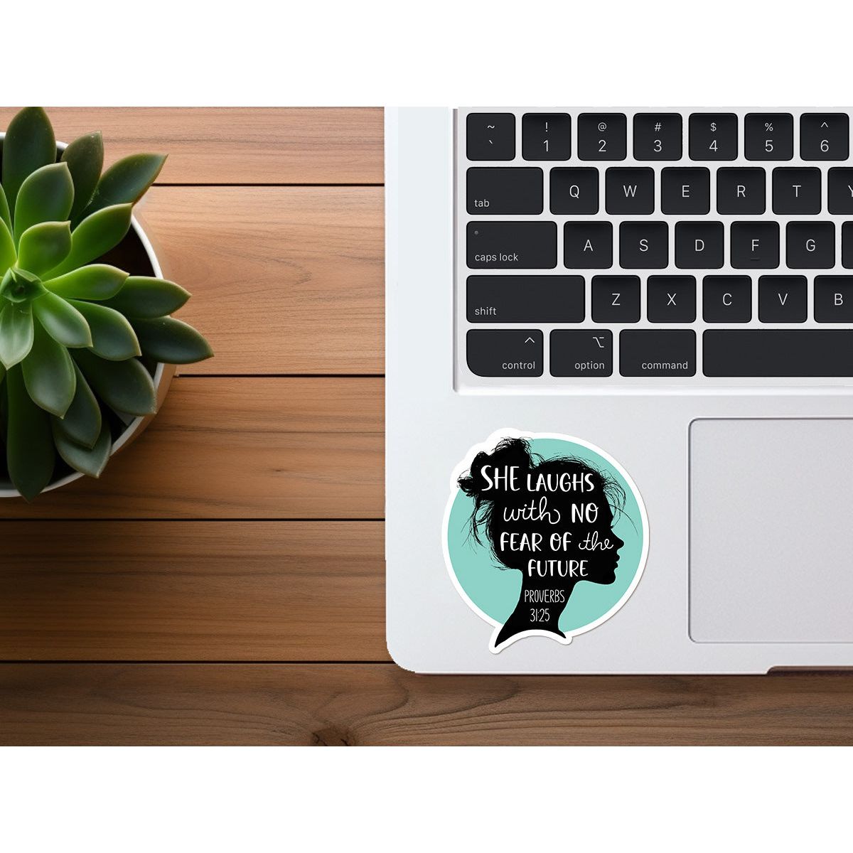 She Laughs With No Fear of the Future | Christian Sticker
