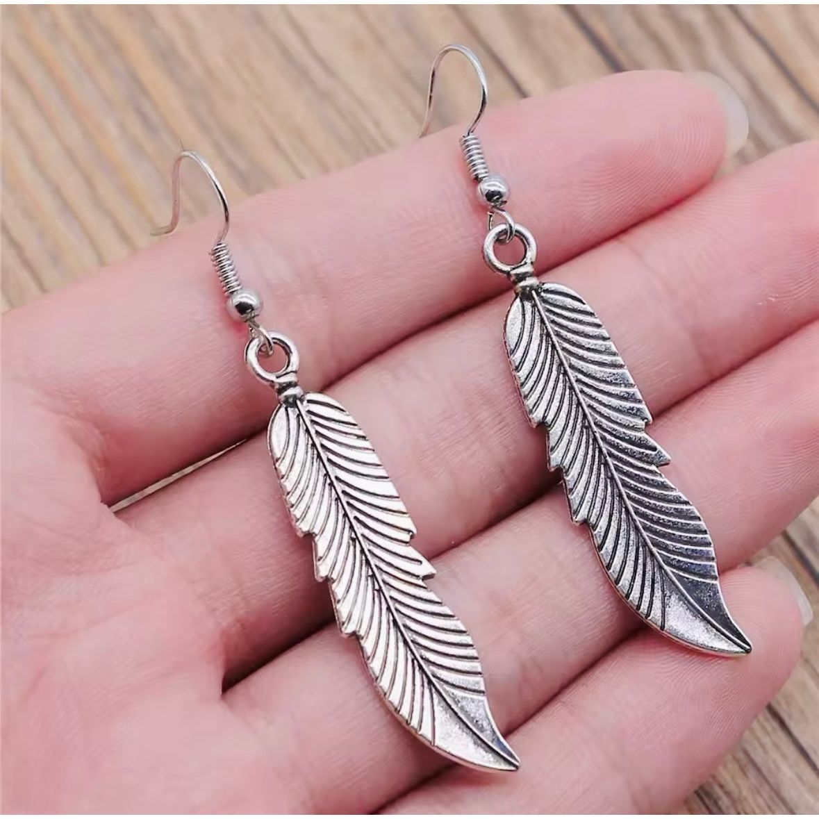 Antique Silver Feather Earrings