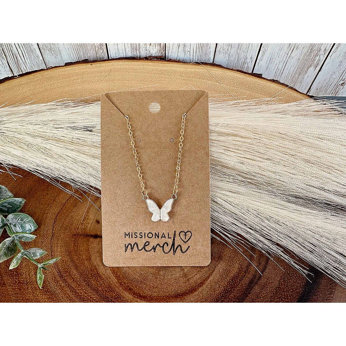 Dainty Butterfly Necklace on a Golden Chain