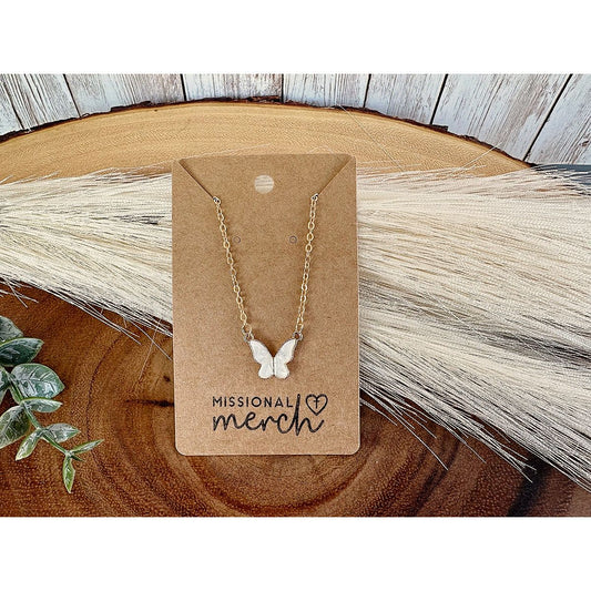 Dainty Butterfly Necklace on a Golden Chain