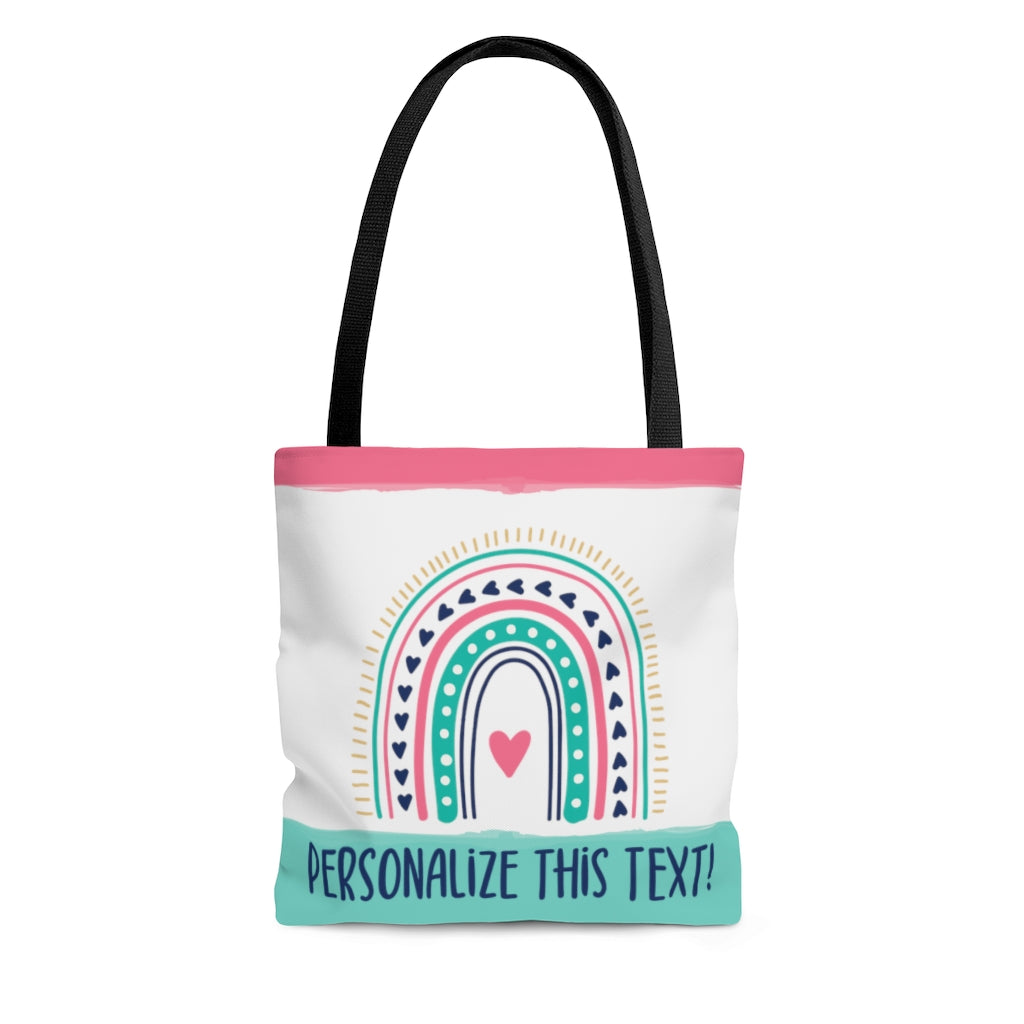 Customizable Boho Rainbow Tote Bag