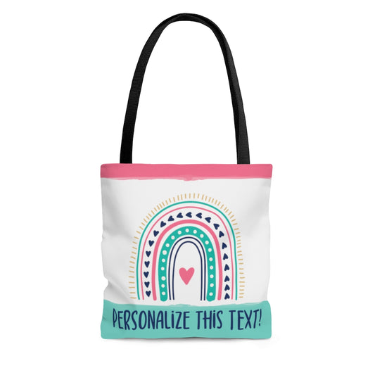 Customizable Boho Rainbow Tote Bag