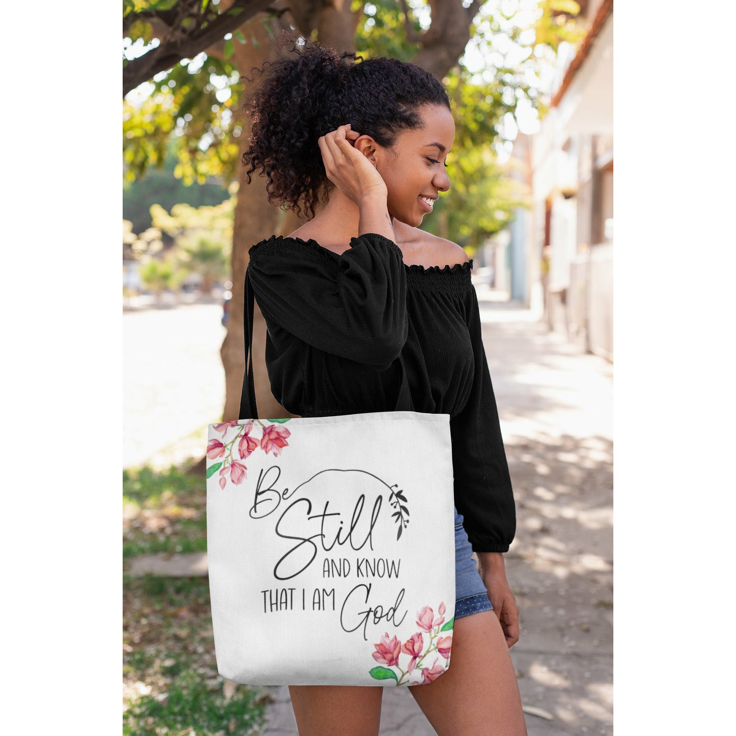 Be Still and Know That I am God | Floral Tote Bag for Women