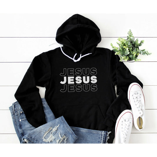 Jesus, Jesus, Jesus (White text) | Premium Sponge Fleece Pullover Hoodie