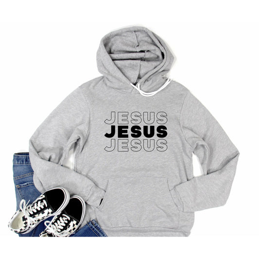 Jesus, Jesus, Jesus (Black text) | Premium Sponge Fleece Pullover Hoodie