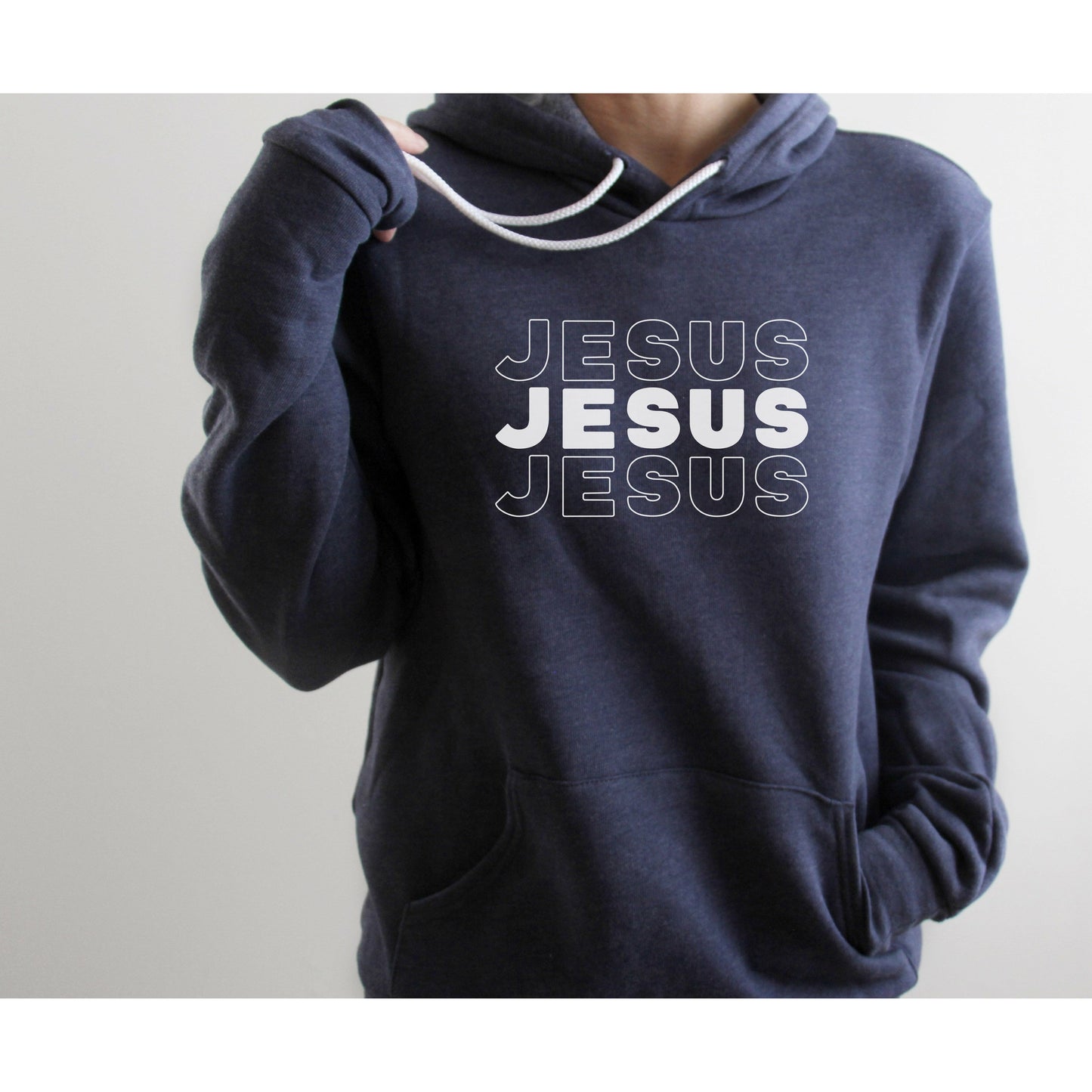 Jesus, Jesus, Jesus (White text) | Premium Sponge Fleece Pullover Hoodie
