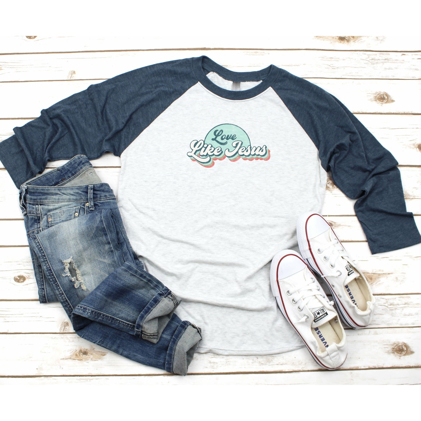 Love Like Jesus - Vintage-Inspired Tri-Blend 3/4 Raglan Tee