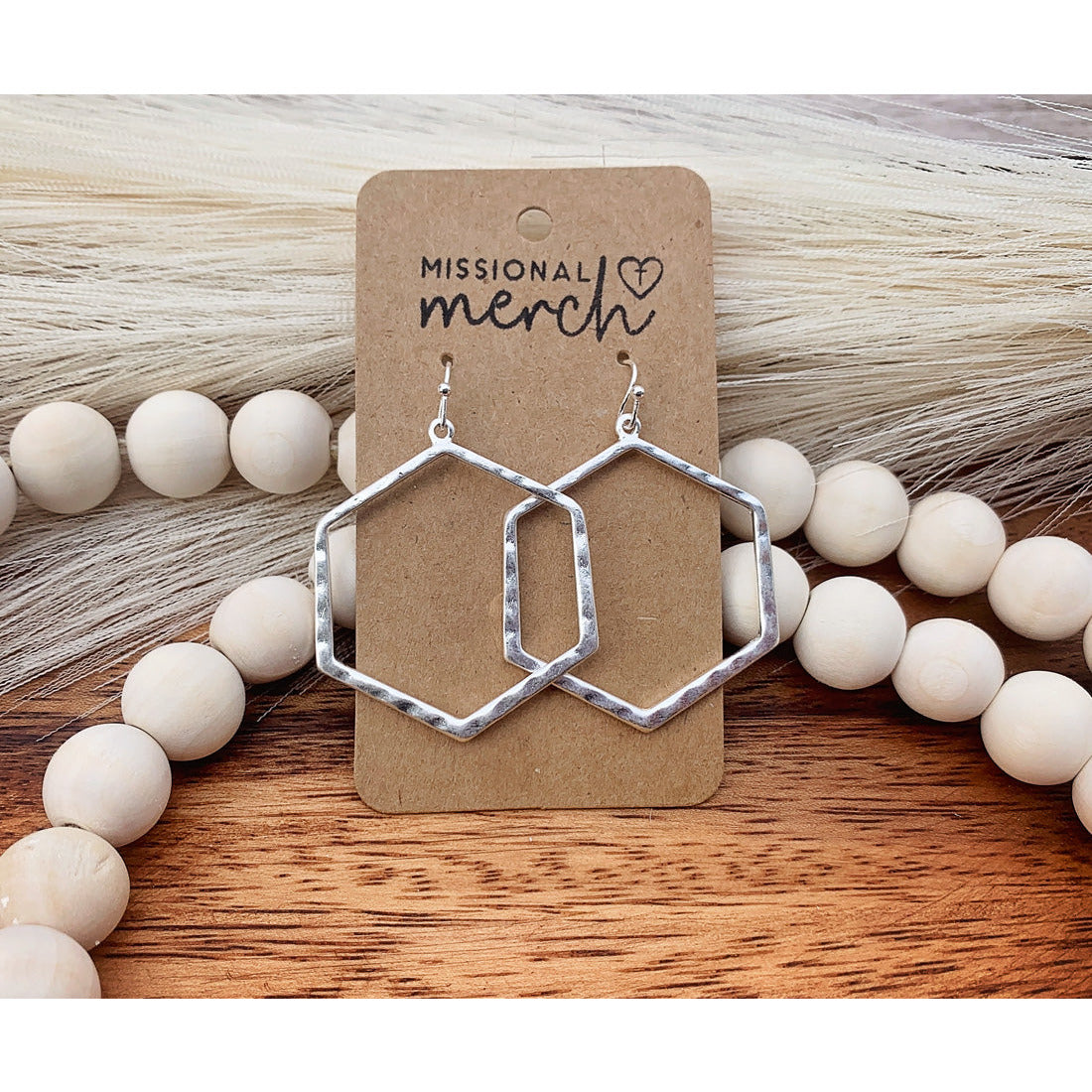 Hammered Gold-Plated and Silver-Plated Hexagon Earrings