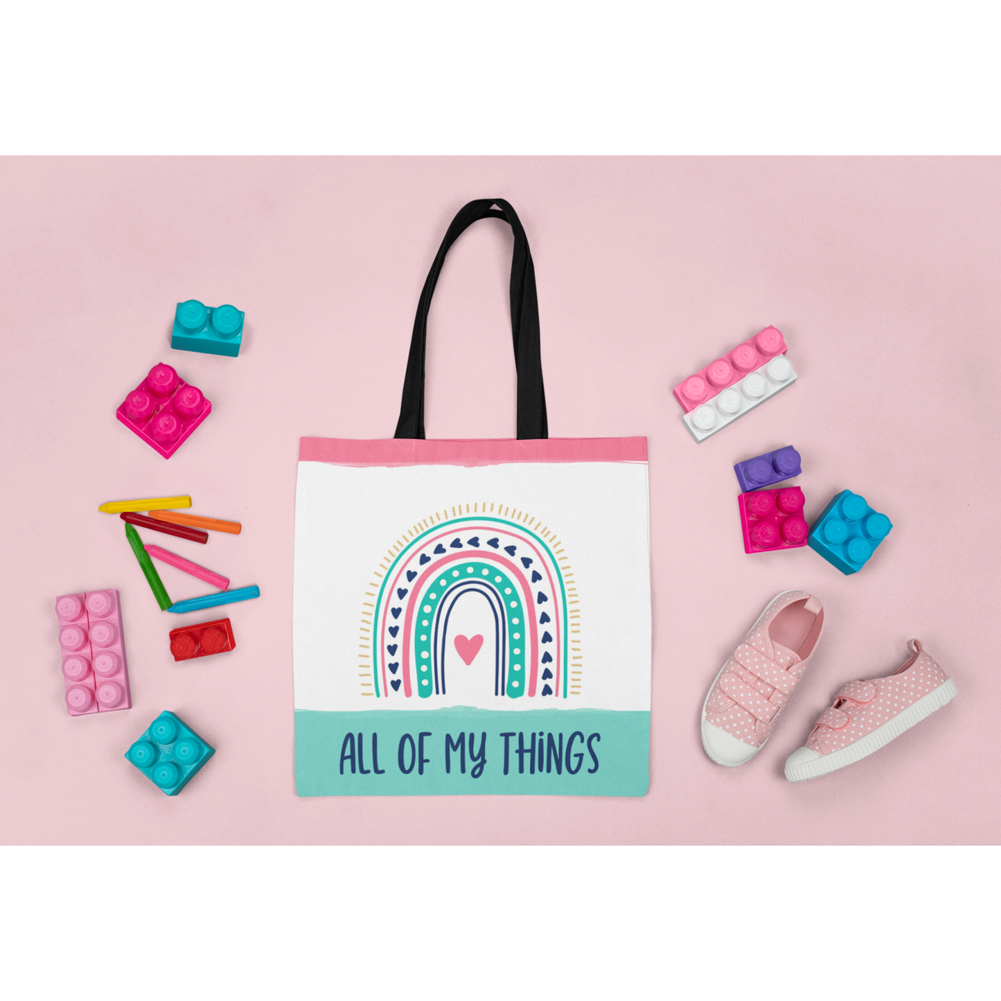 Customizable Boho Rainbow Tote Bag
