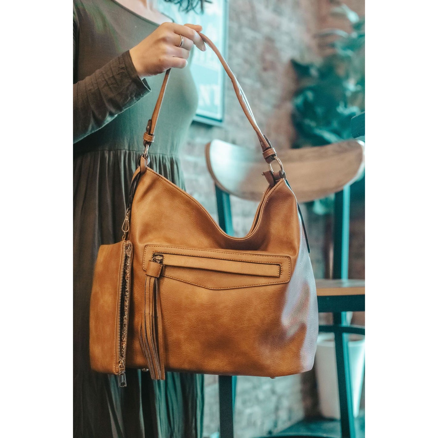 Eliza Hobo Shoulder Bag & Clutch Set (2 color options!)