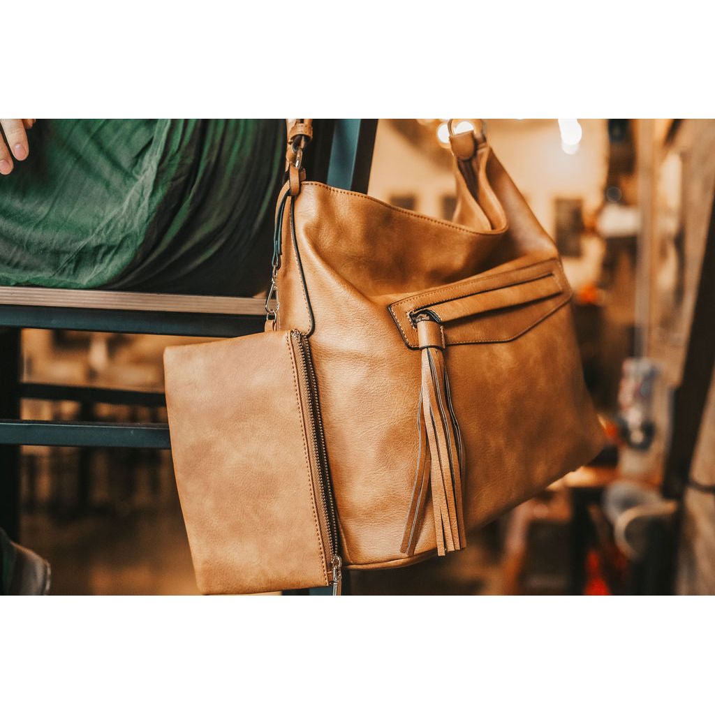 Eliza Hobo Shoulder Bag & Clutch Set (2 color options!)