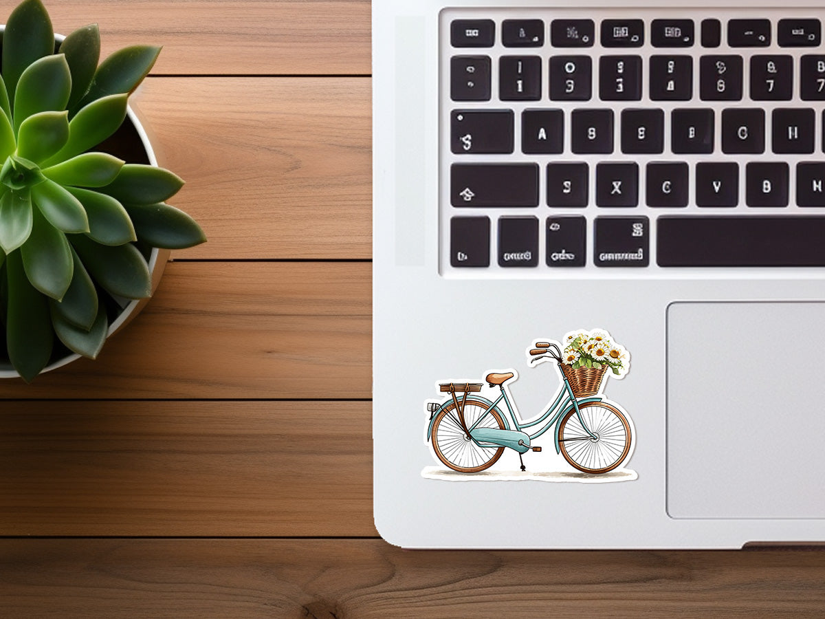 Retro Bike with Flowers | Cute Vinyl Sticker