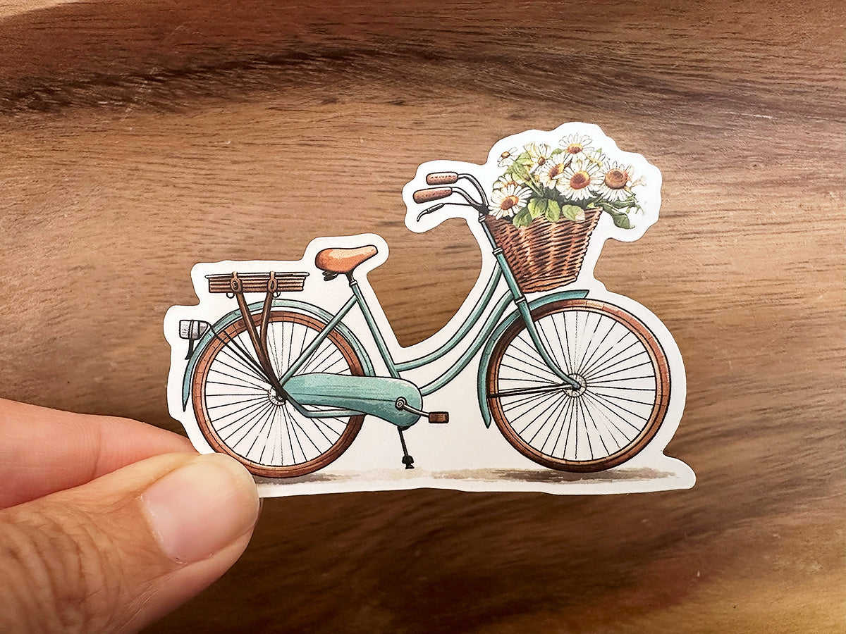 Retro Bike with Flowers | Cute Vinyl Sticker