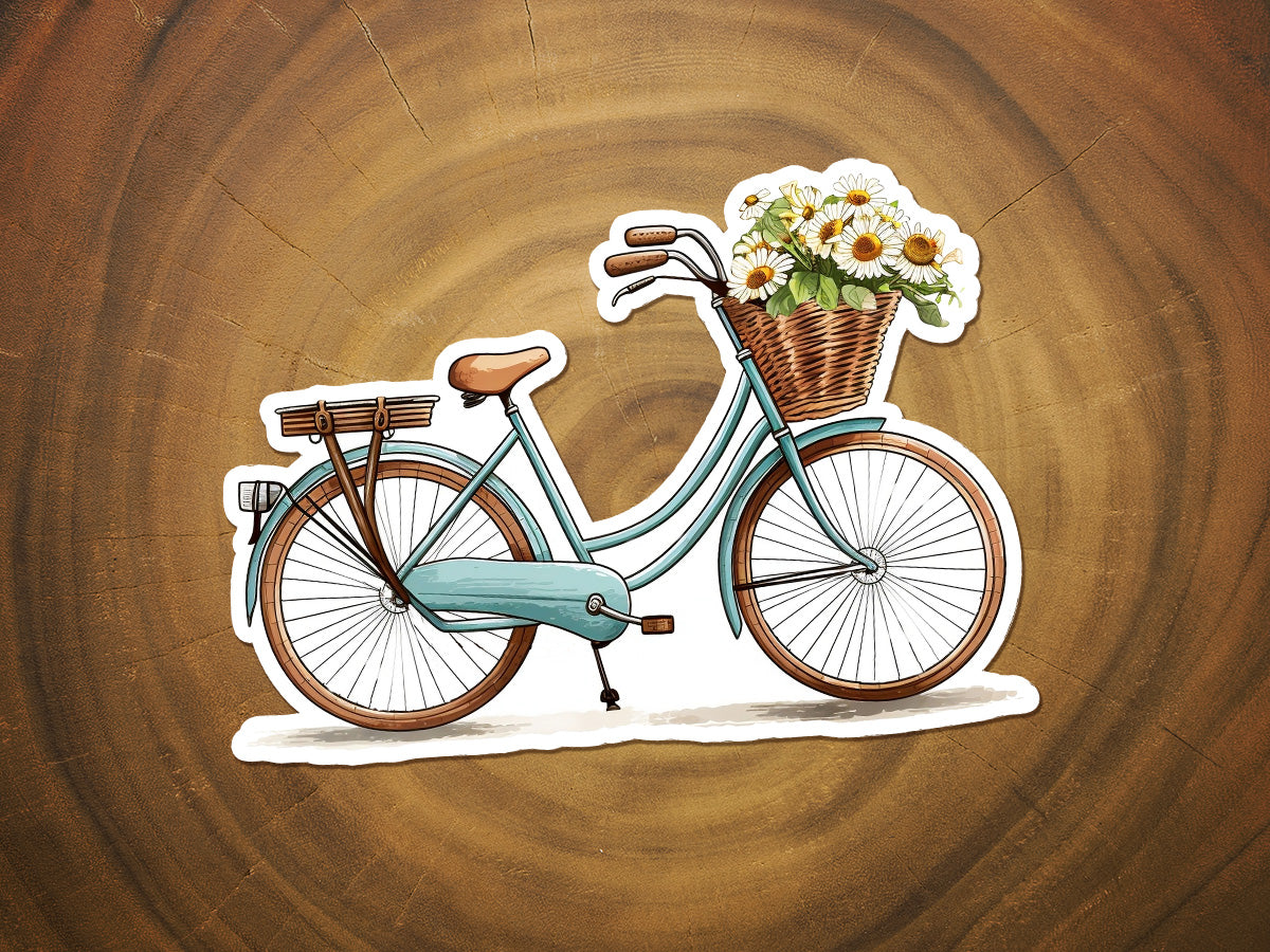 Retro Bike with Flowers | Cute Vinyl Sticker