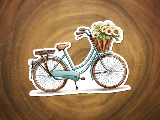 Retro Bike with Flowers | Cute Vinyl Sticker