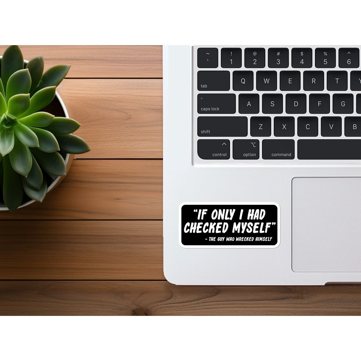 If Only I Had Checked Myself | Funny Sticker | Black & White