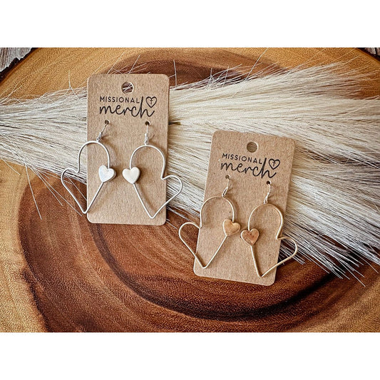 Double Heart Earrings | Gold and Silver