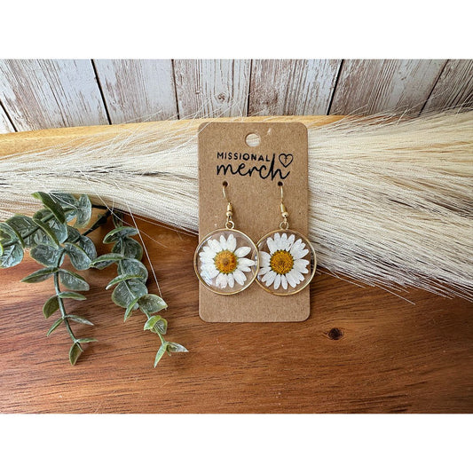 Delicate Dried Daisy Earrings