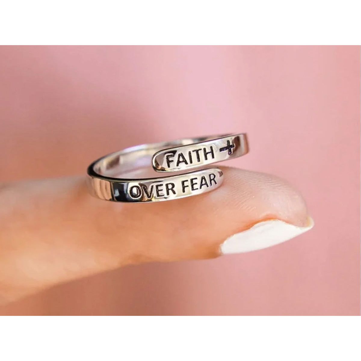 Faith Over Fear Adjustable Ring for Women