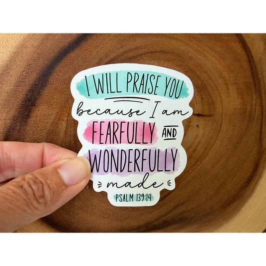 I am Fearfully & Wonderfully Made | Christian Sticker