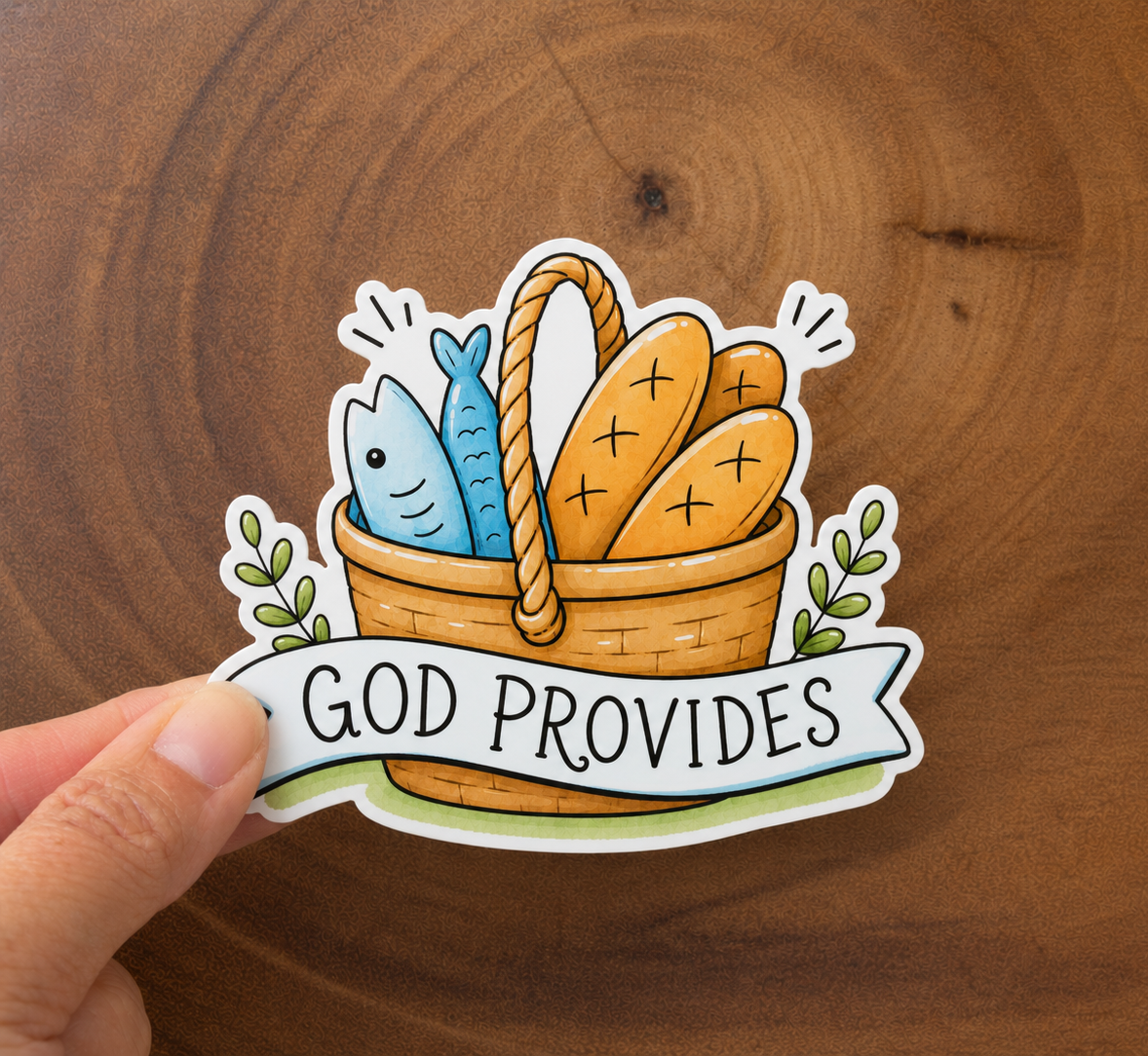 God Provides | Fishes and Loaves | Christian Sticker