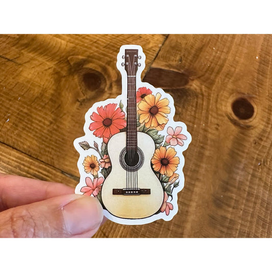 Guitar with Flowers | Pretty Vinyl Sticker