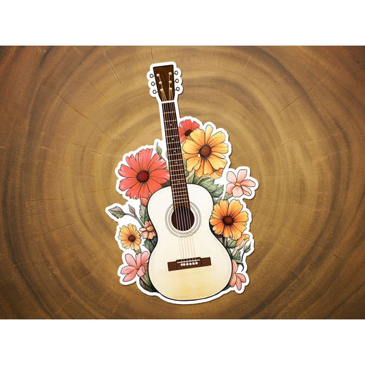 Guitar with Flowers | Pretty Vinyl Sticker