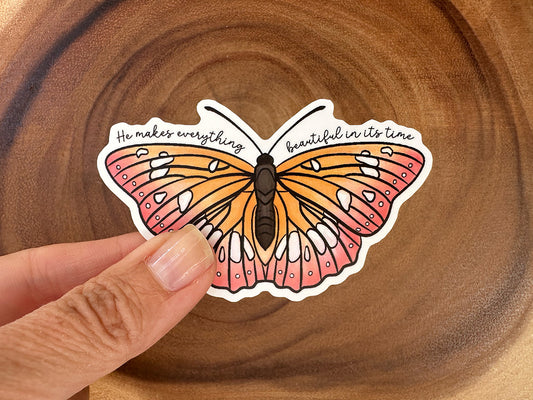 He Makes All Things Beautiful | Butterfly | Christian Sticker