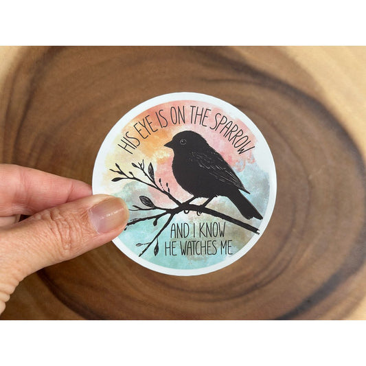 His Eye Is On The Sparrow | Christian Hymn Sticker